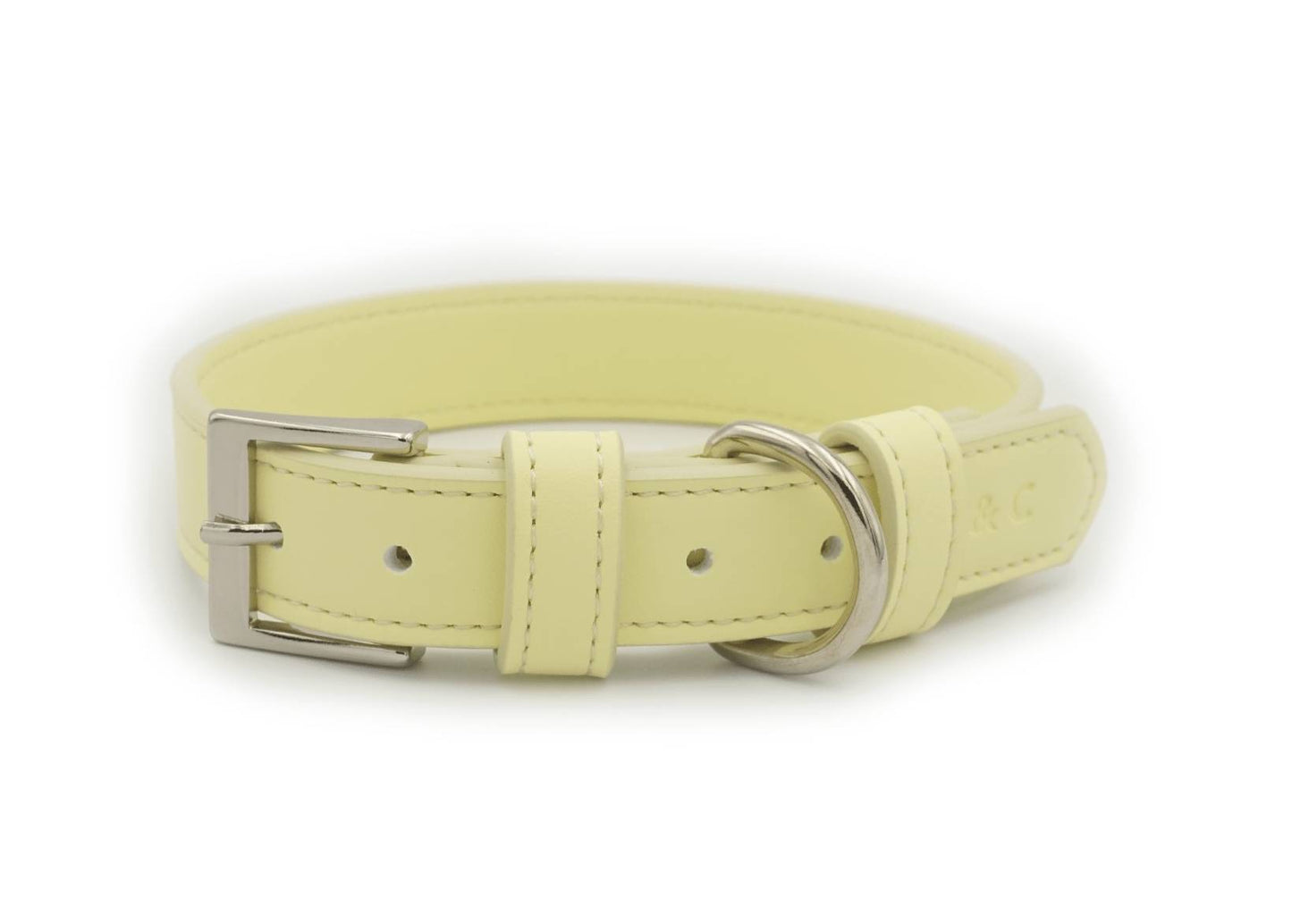 Yellow Leather Dog Collar